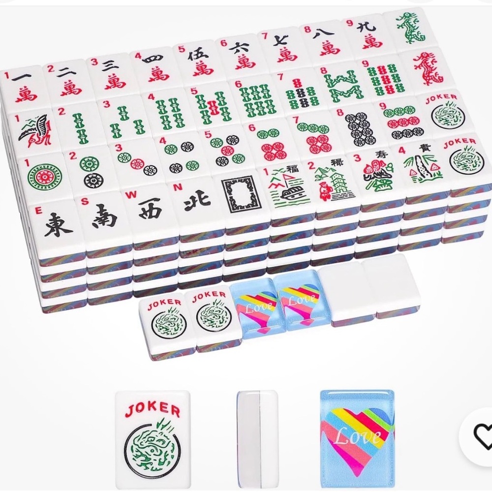 166 Acrylic American Mahjong Heart Tile Set, Mahjong  with 1.2” Multicolor